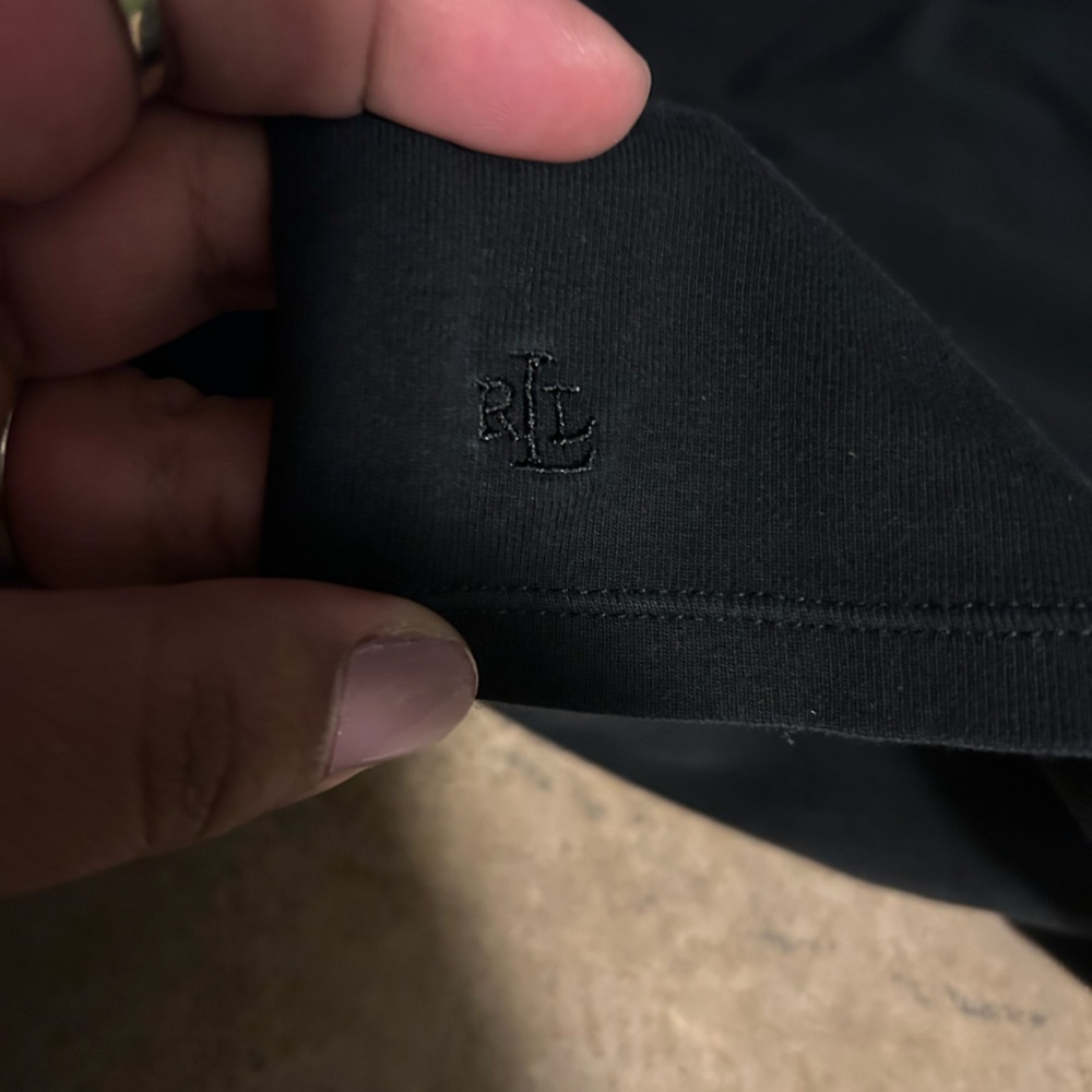 Lauren Ralph Lauren Shirt - black round neck short sleeve cotton basic top - Picture 6 of 8